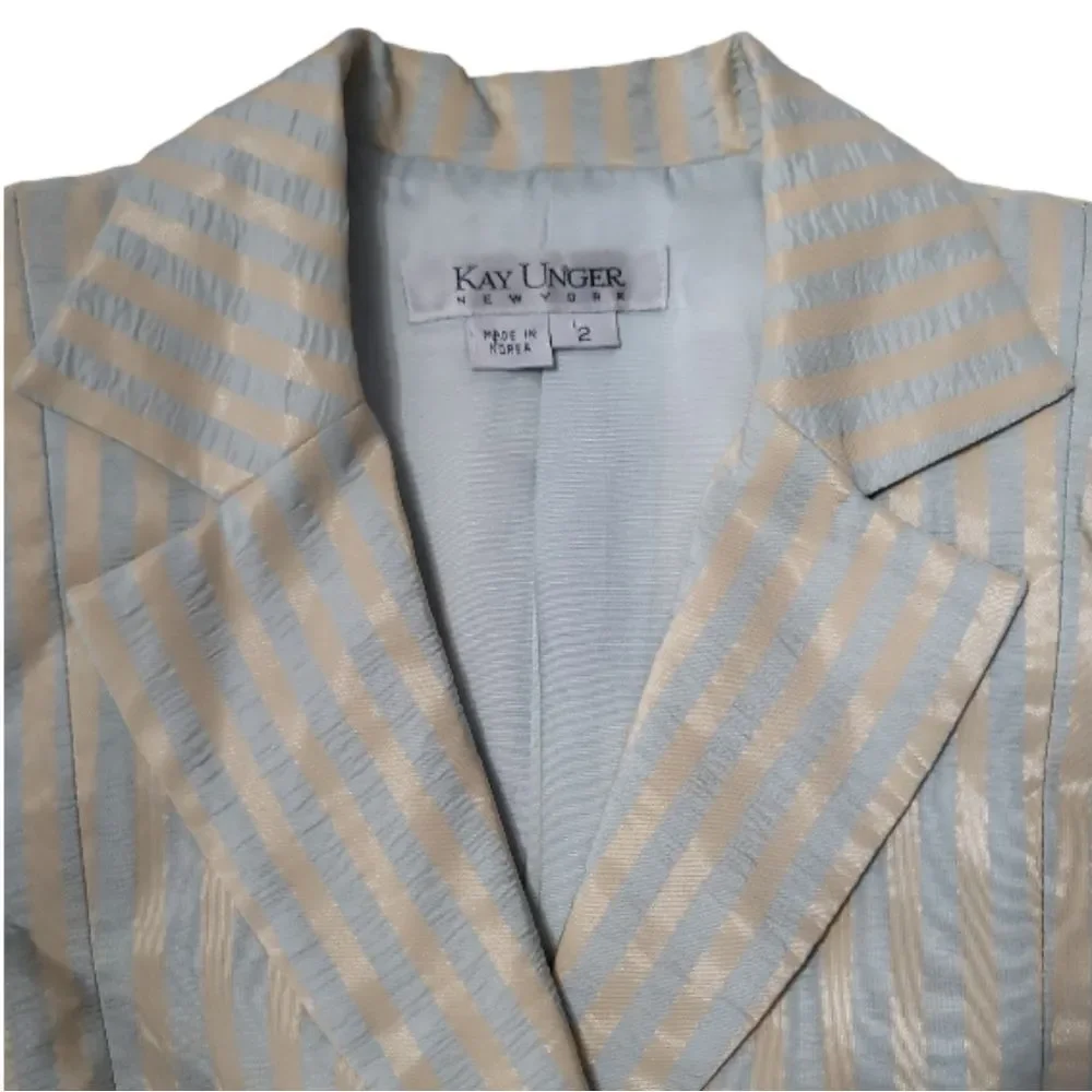 KAY UNGER Vintage Mint‎ Green/Cream Adorable Blazer and Skirt Set Size 2